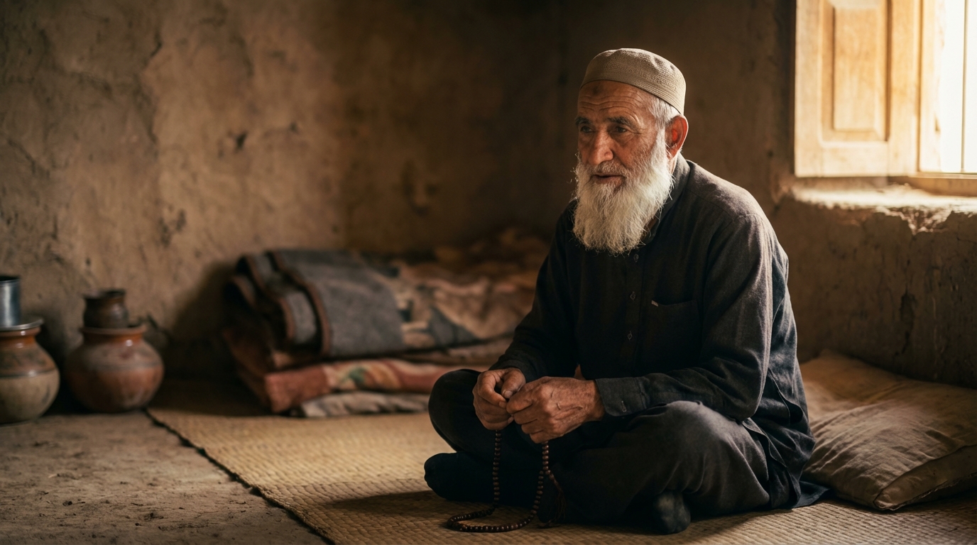 An elderly man in prayer — for those who are unable to fast